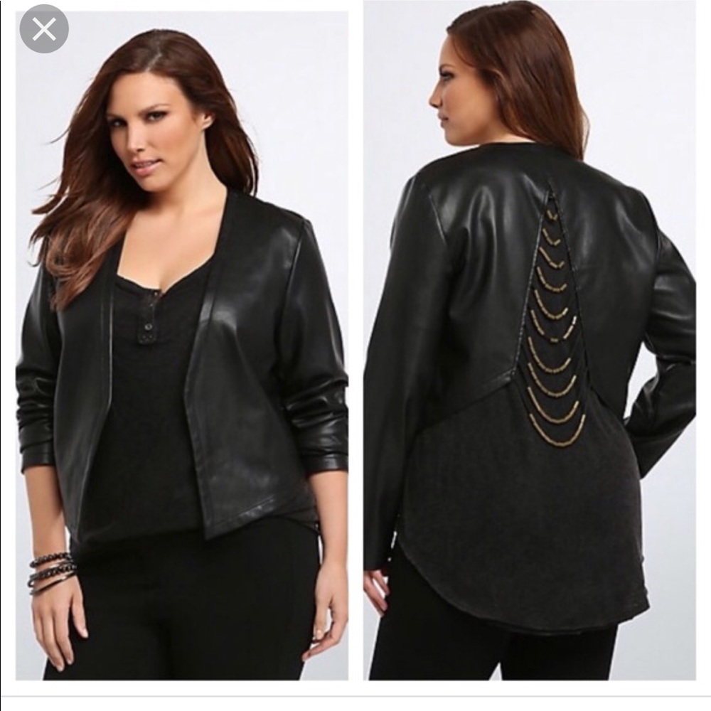 Torrid size 3 “leather” jacket with beading